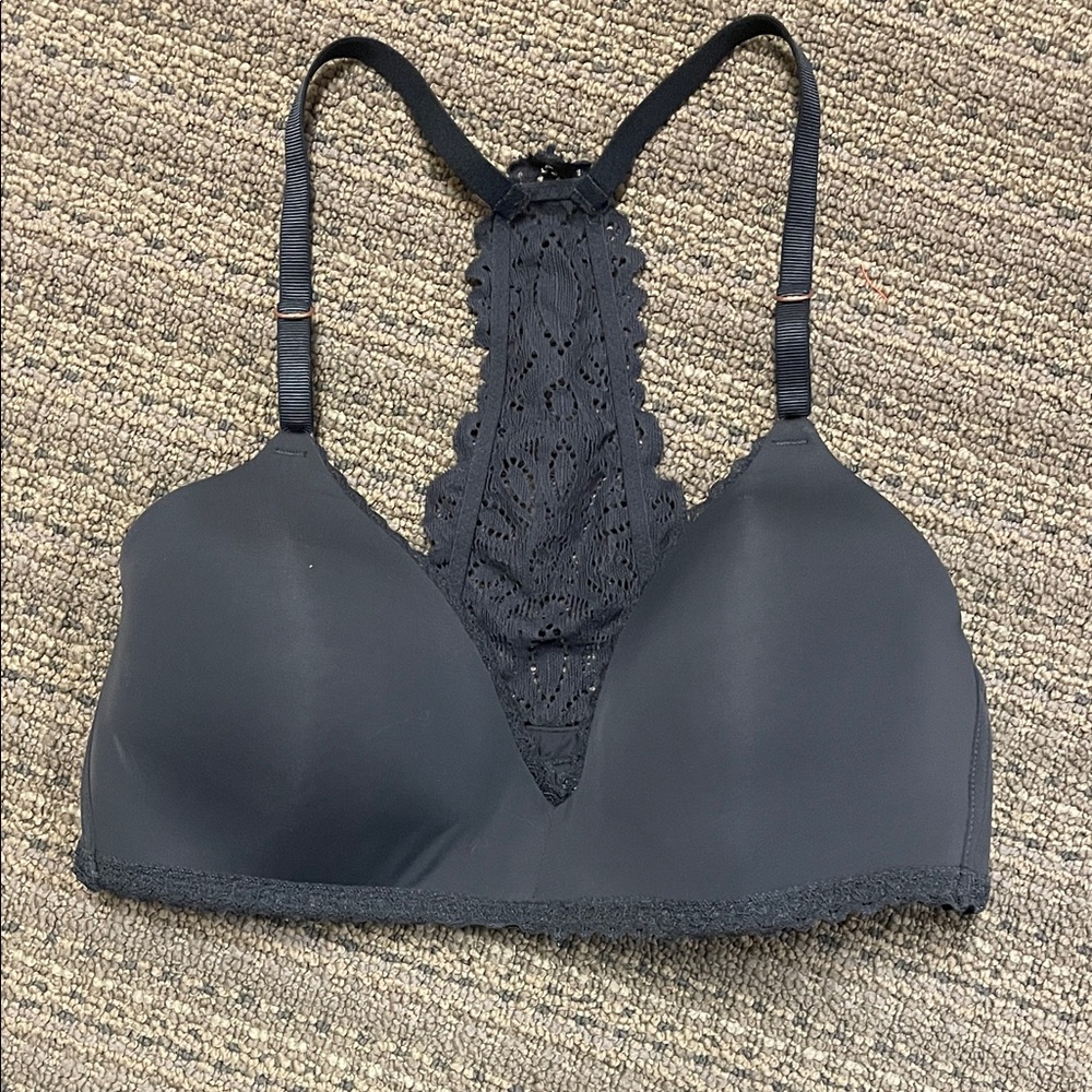 🩶 Aerie Black Lace Halter/Racerback Bralette 34C 🩶
